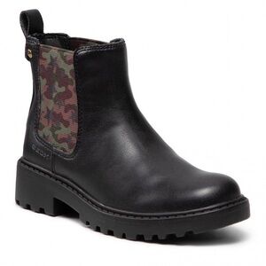 Geox Kids Black and Camouflage Ankle Boots